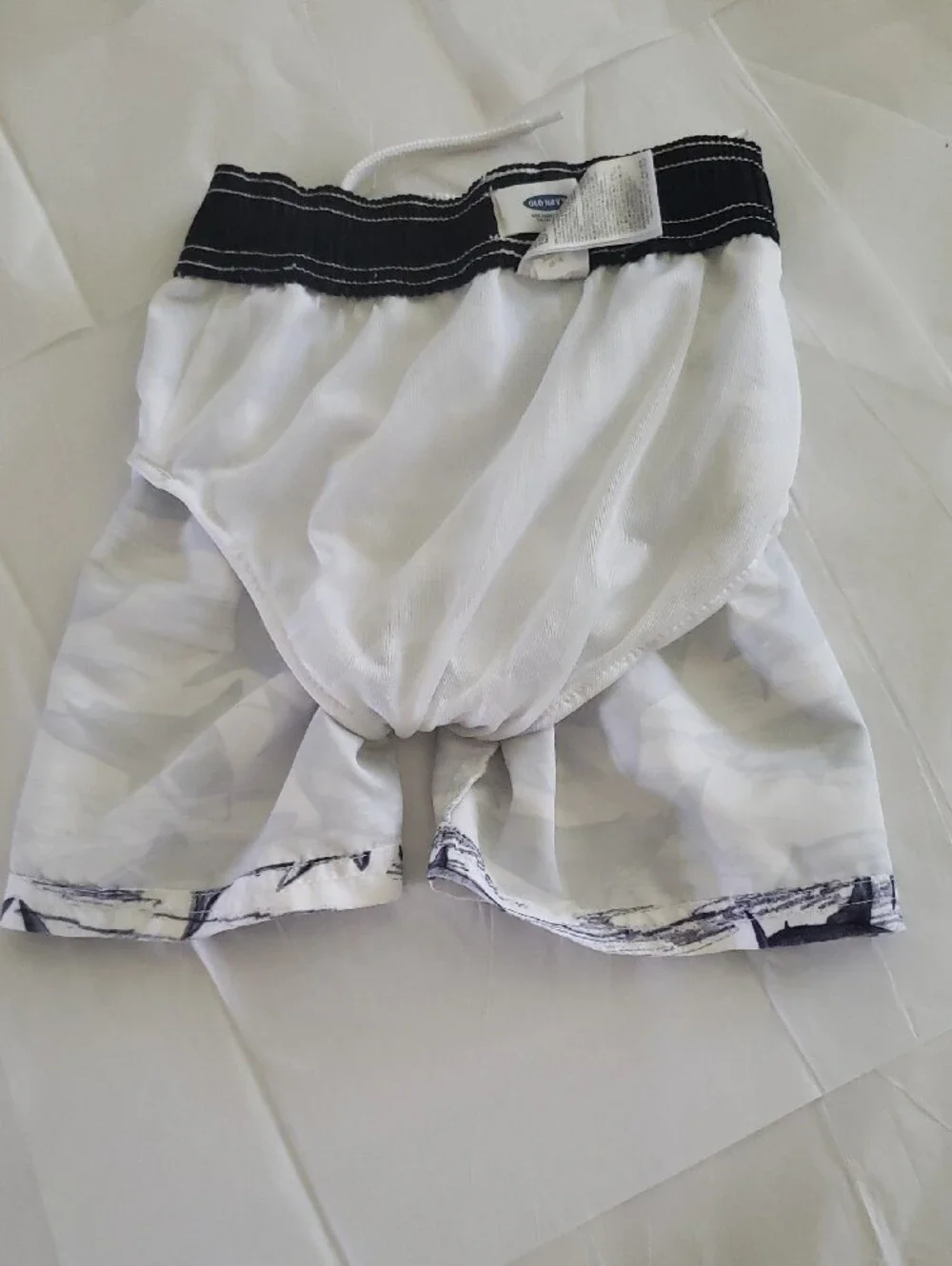 Old Navy White and Gray Shark Print Swim Trunks Boy's 2T
